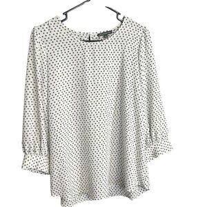 Adrianna Papell White and Black Polka Dot Blouse
